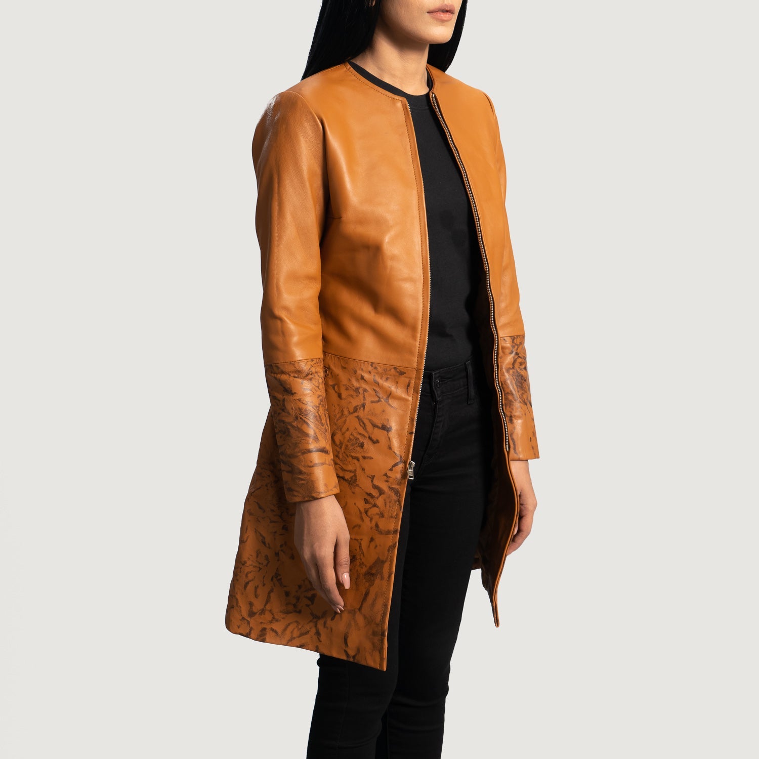 Sandy Tan Dye Leather Coat 2