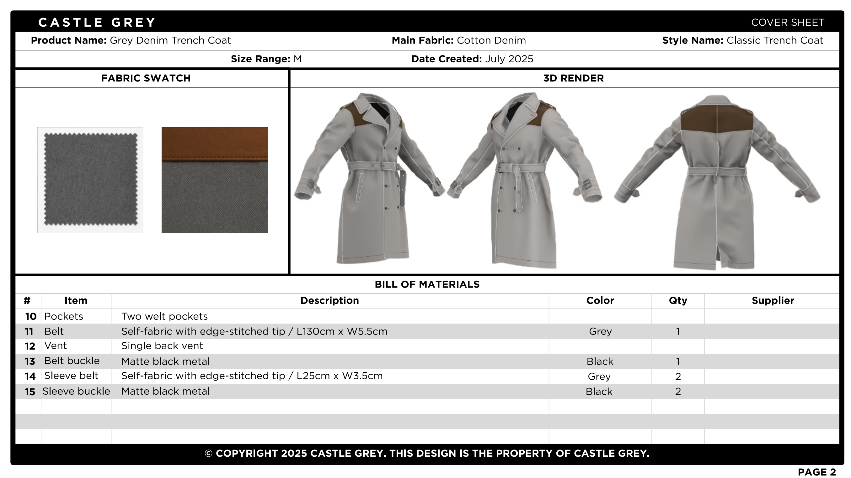 Custom Castle Grey Clothing Sample Coat 2