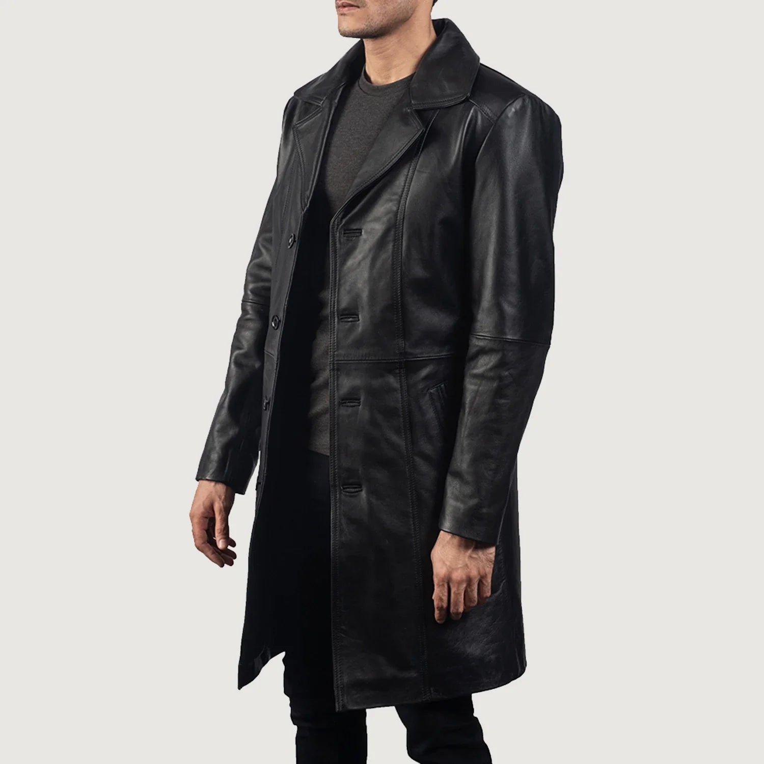Don Long Black Leather Coat 2