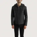 Spratt Black Hooded Leather Jacket 2