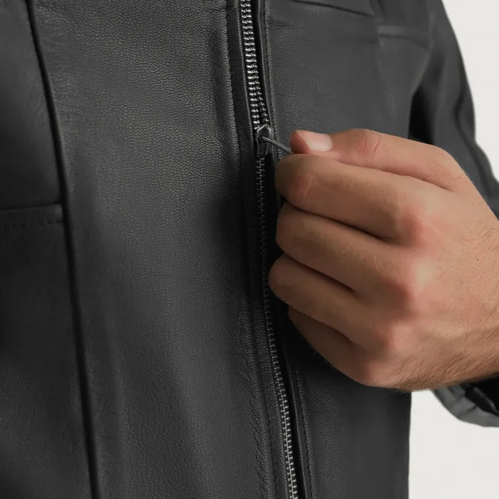 Spratt Black Hooded Leather Jacket 6