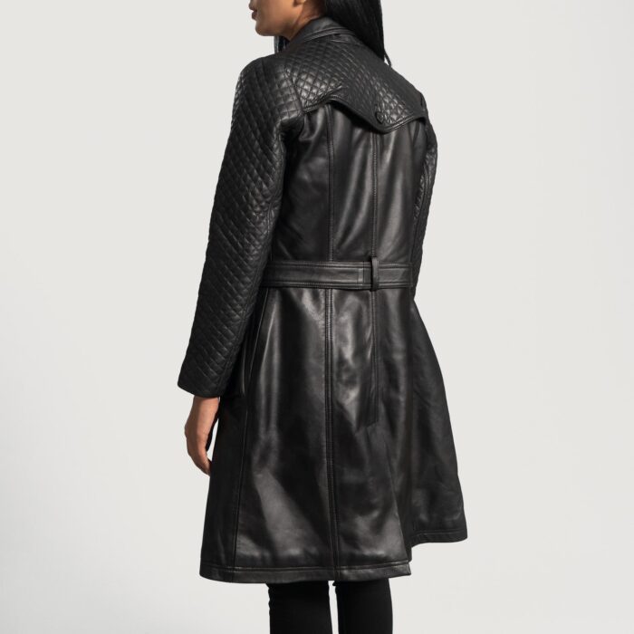 Sweet Susan Black Leather Trench Coat 5