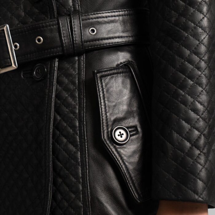 Sweet Susan Black Leather Trench Coat 6