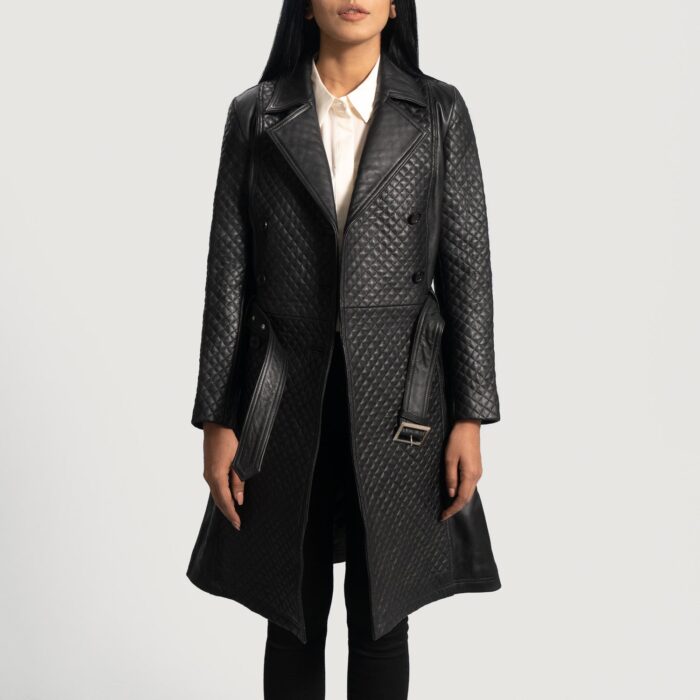 Sweet Susan Black Leather Trench Coat 4