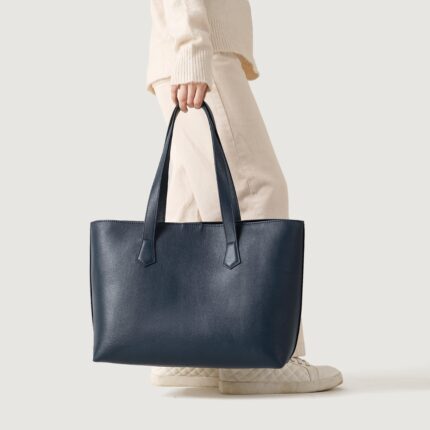 The Bianca Blue Leather Tote Bag 2
