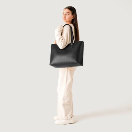 The Bianca Black Leather Tote Bag 2
