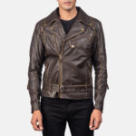 Vincent Brown Leather Biker Jacket 3
