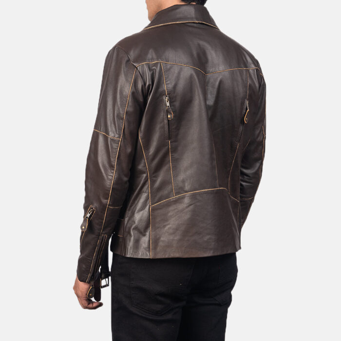 Vincent Brown Leather Biker Jacket 5