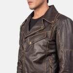 Vincent Brown Leather Biker Jacket 6