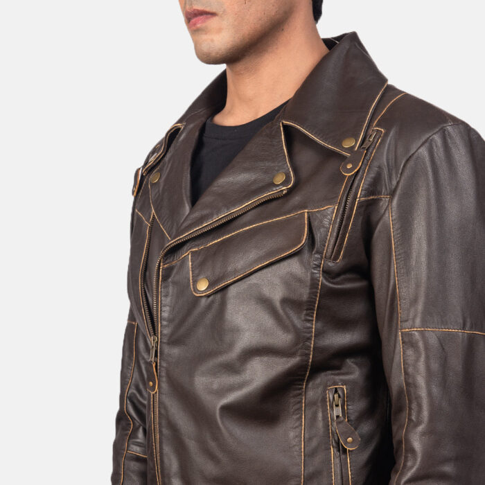 Vincent Brown Leather Biker Jacket 6