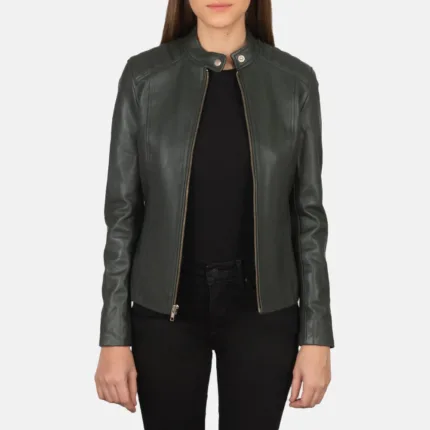 Custom Heather Hughes Green Leather Jacket