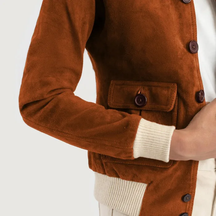 Sasha A1 Brown Suede Bomber Jacket 6