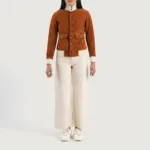 Sasha A1 Brown Suede Bomber Jacket 3