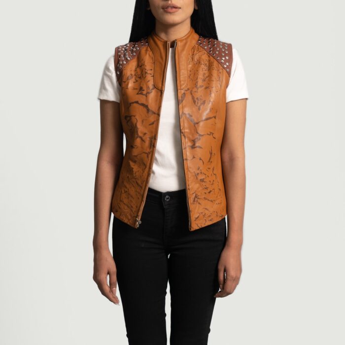Westina Tan Dye Leather Vest 3