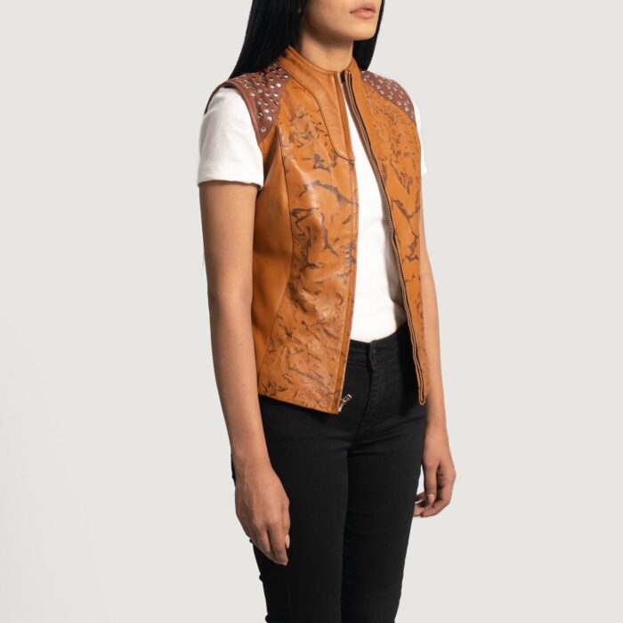 Westina Tan Dye Leather Vest 2