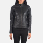 Adalyn Quilted Black Leather Biker Jacket 4
