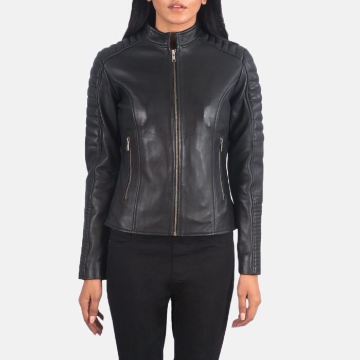 Adalyn Quilted Black Leather Biker Jacket 4