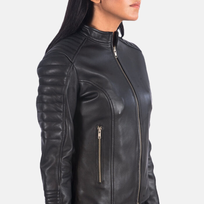 Adalyn Quilted Black Leather Biker Jacket 6