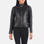 Adalyn Quilted Black Leather Biker Jacket 2