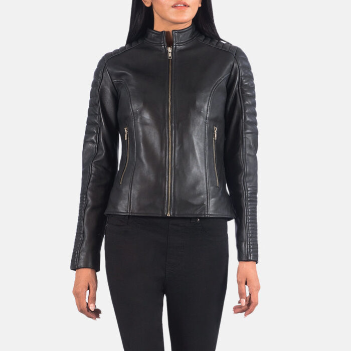 Adalyn Quilted Black Leather Biker Jacket 2