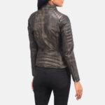 Adalyn Quilted Distressed Brown Leather Biker Jacket 5