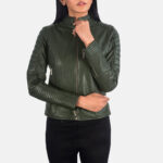 Adalyn Quilted Green Leather Biker Jacket 6