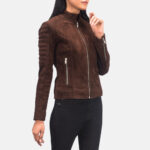 Adalyn Quilted Mocha Suede Biker Jacket 3