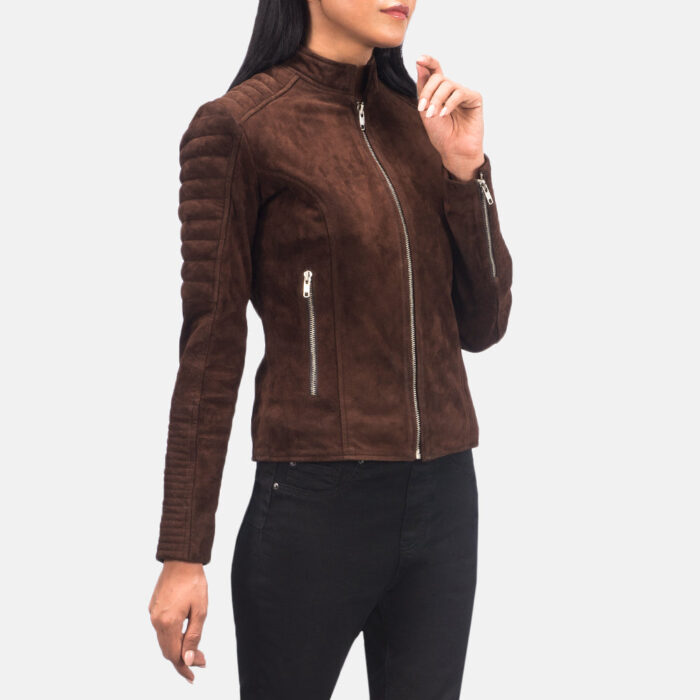 Adalyn Quilted Mocha Suede Biker Jacket 3
