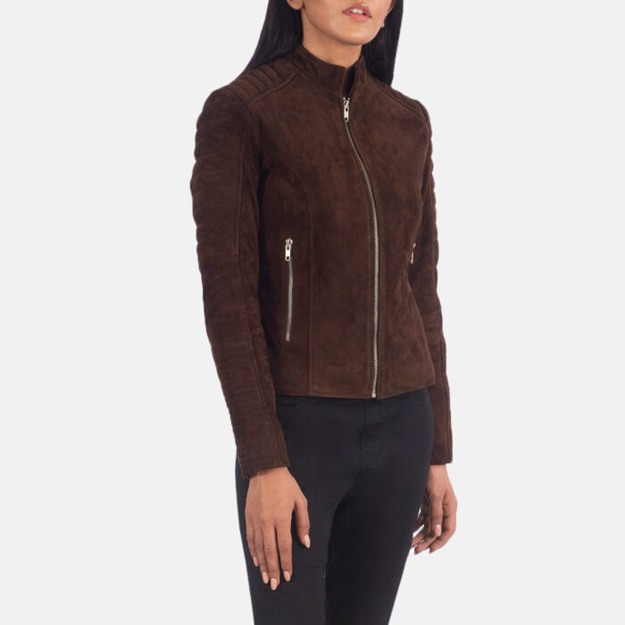 Adalyn Quilted Mocha Suede Biker Jacket 2