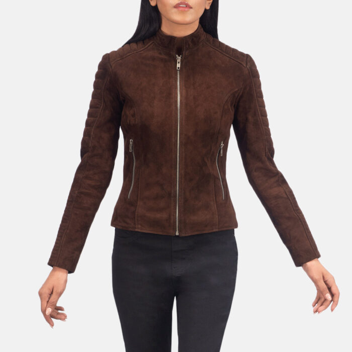 Adalyn Quilted Mocha Suede Biker Jacket 6