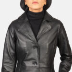 Alexis Black Single Breasted Leather Coat 6