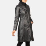Alexis Black Single Breasted Leather Coat 4