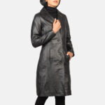 Alexis Black Single Breasted Leather Coat 2
