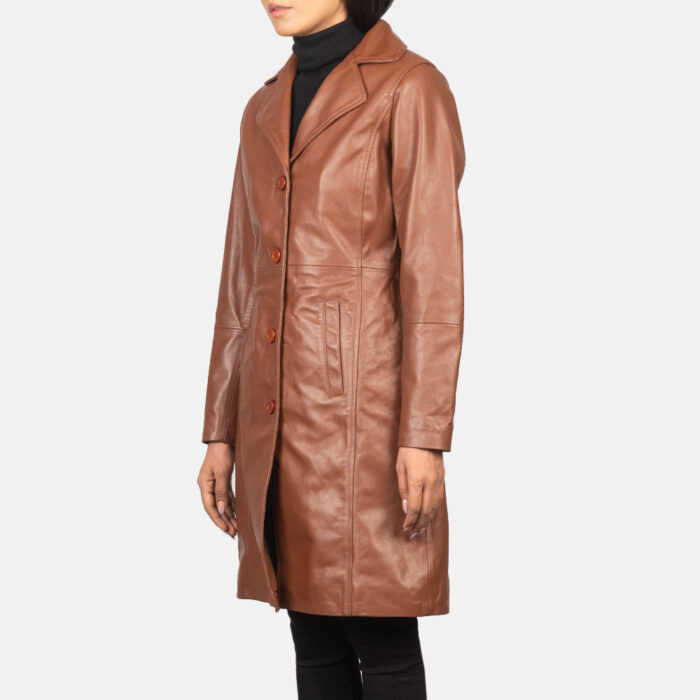 Alexis Brown Single Breasted Leather Coat 2