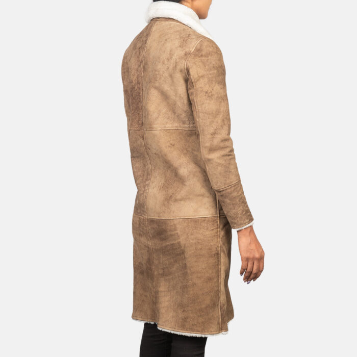 Alina Shearling Brown Leather Coat 4