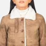 Alina Shearling Brown Leather Coat 6
