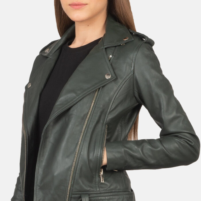 Alison Green Leather Biker Jacket 6