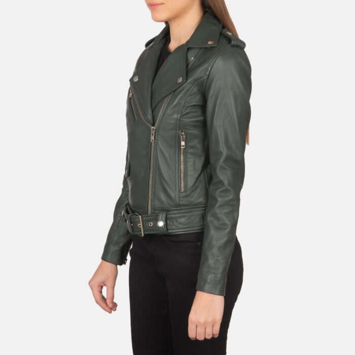 Alison Green Leather Biker Jacket 2