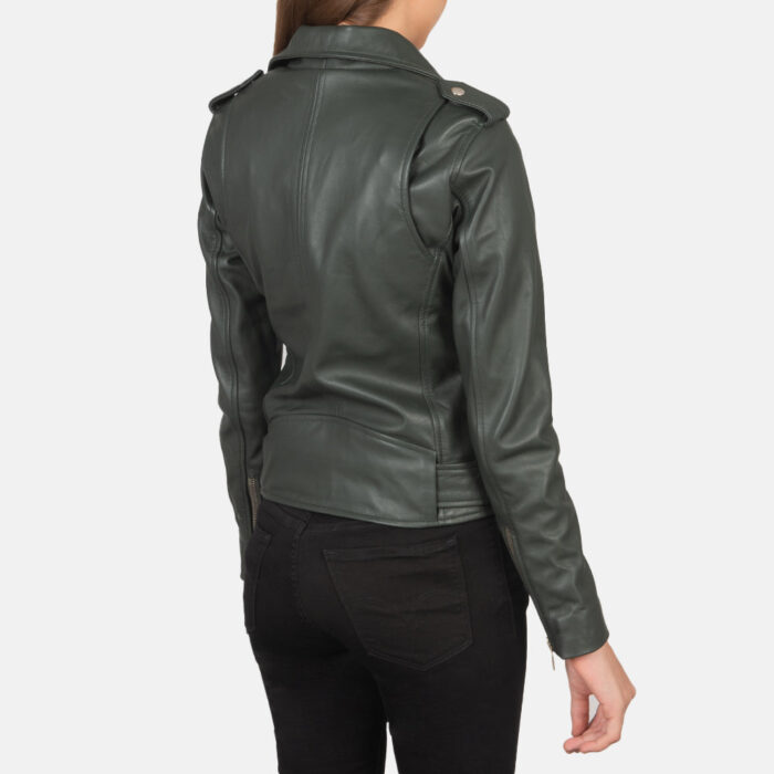 Alison Green Leather Biker Jacket 5