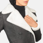 Amie Black Double Breasted Shearling Coat 6