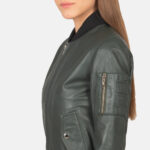 Ava Ma-1 Green Leather Bomber Jacket 6