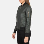 Ava Ma-1 Green Leather Bomber Jacket 2