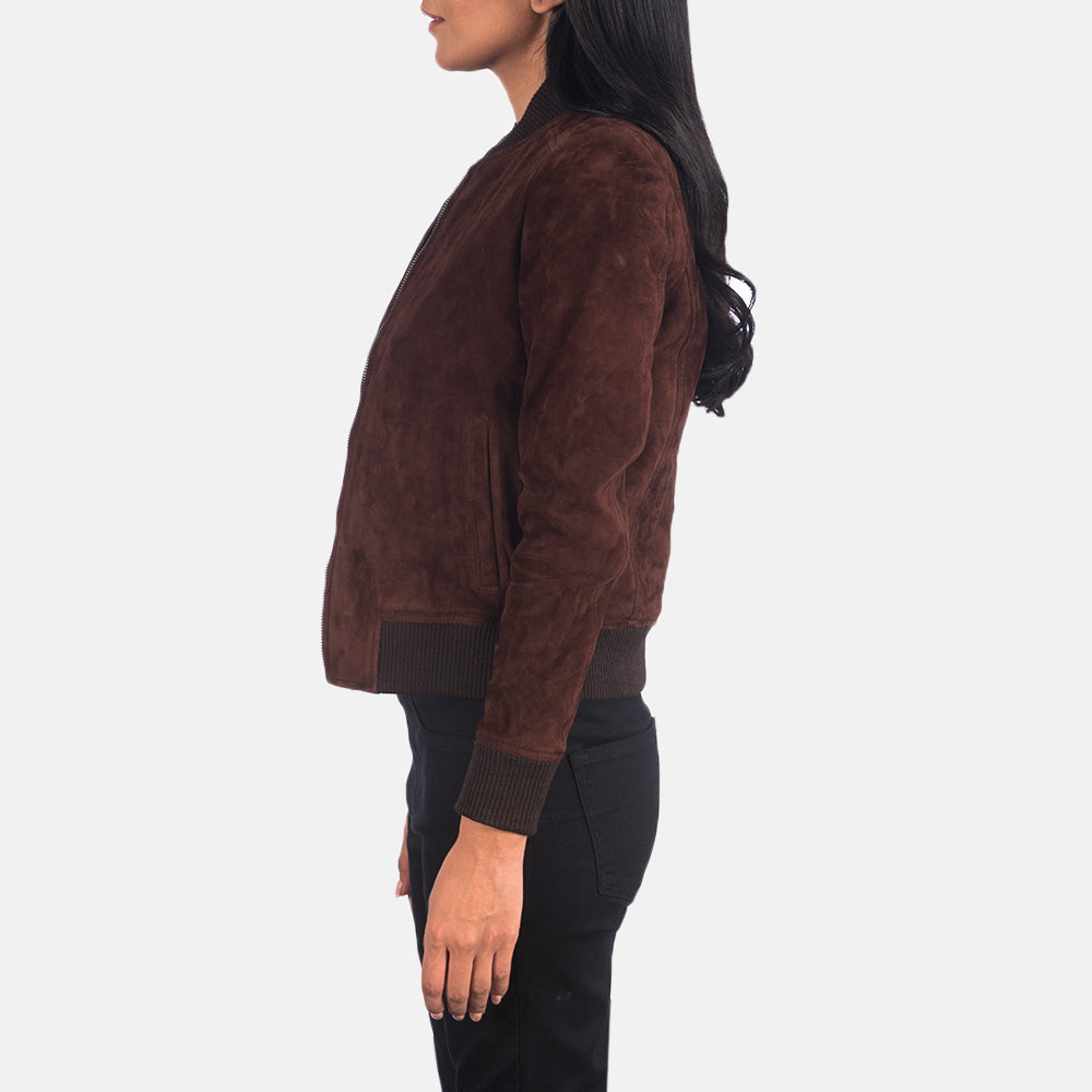 Bliss Brown Suede Bomber Jacket 2