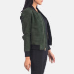 Bliss Green Suede Bomber Jacket 6