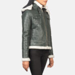 Fiona Green Hooded Shearling Leather Jacket 4