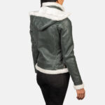 Fiona Green Hooded Shearling Leather Jacket 5