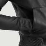 Luna Black Hooded Leather Bomber Jacket 6