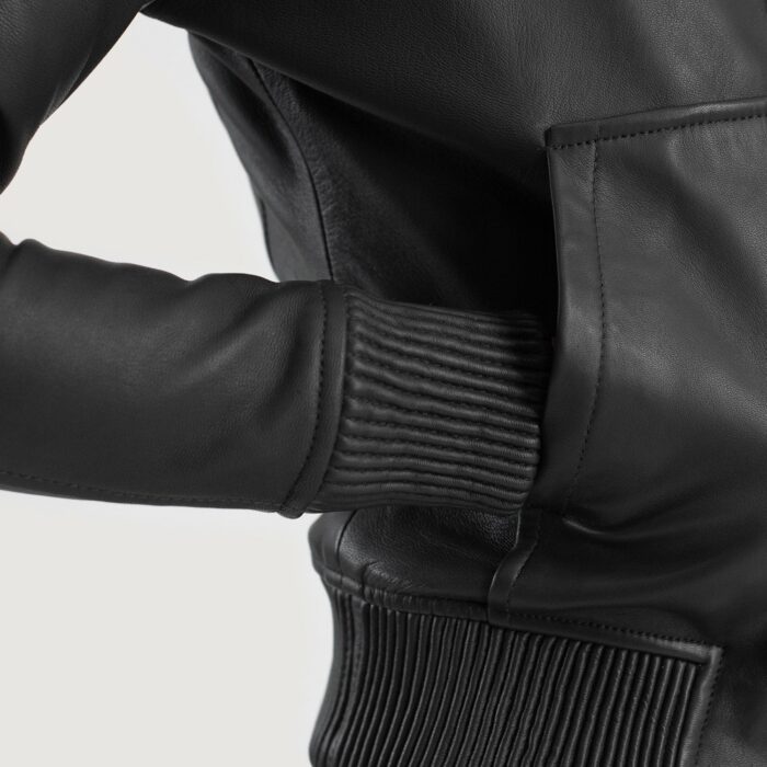 Luna Black Hooded Leather Bomber Jacket 6