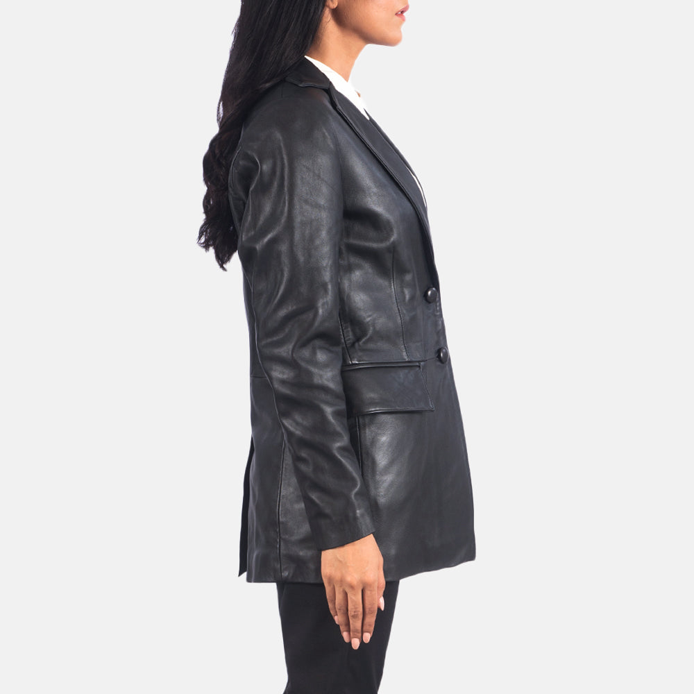 Marilyn Black Leather Blazer 2
