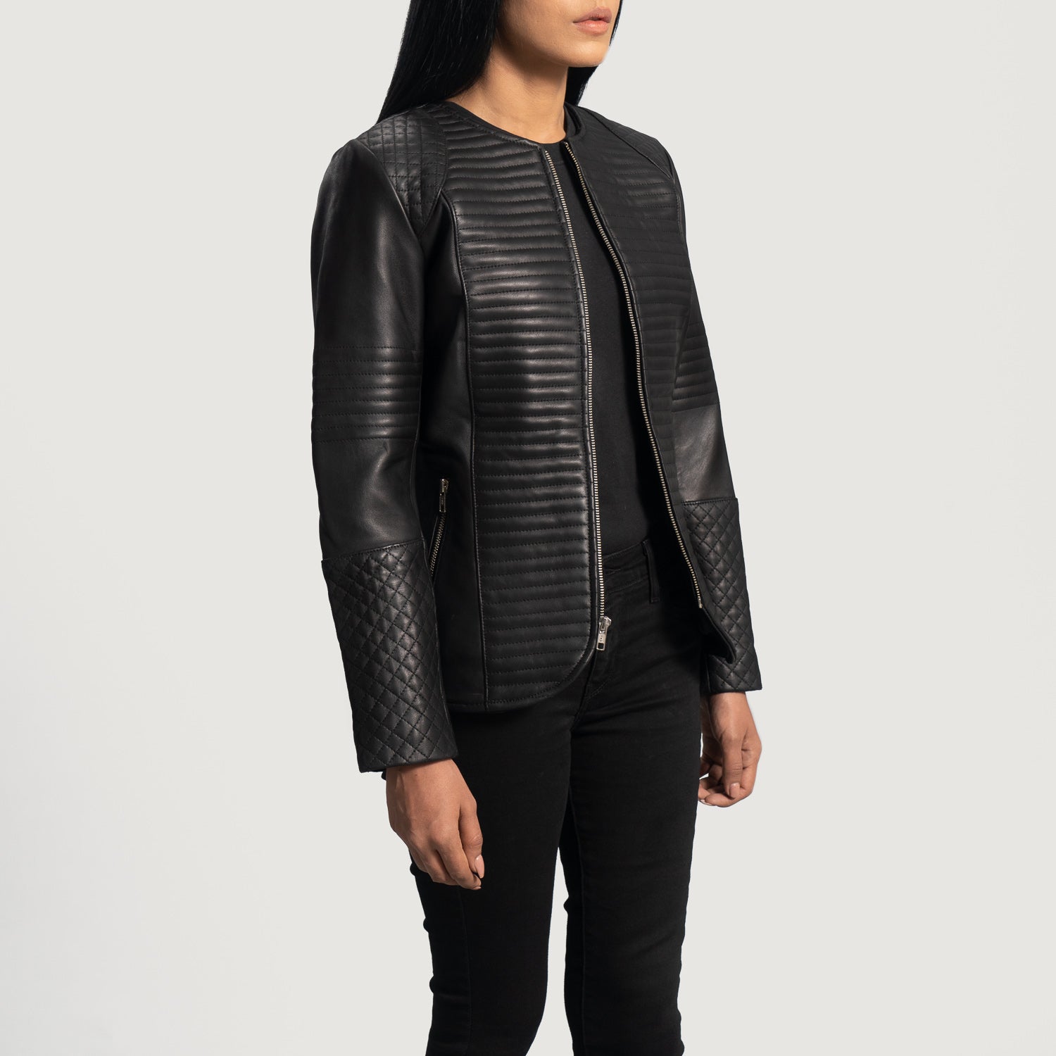 Nexi Quilted Black Leather Jacket 2